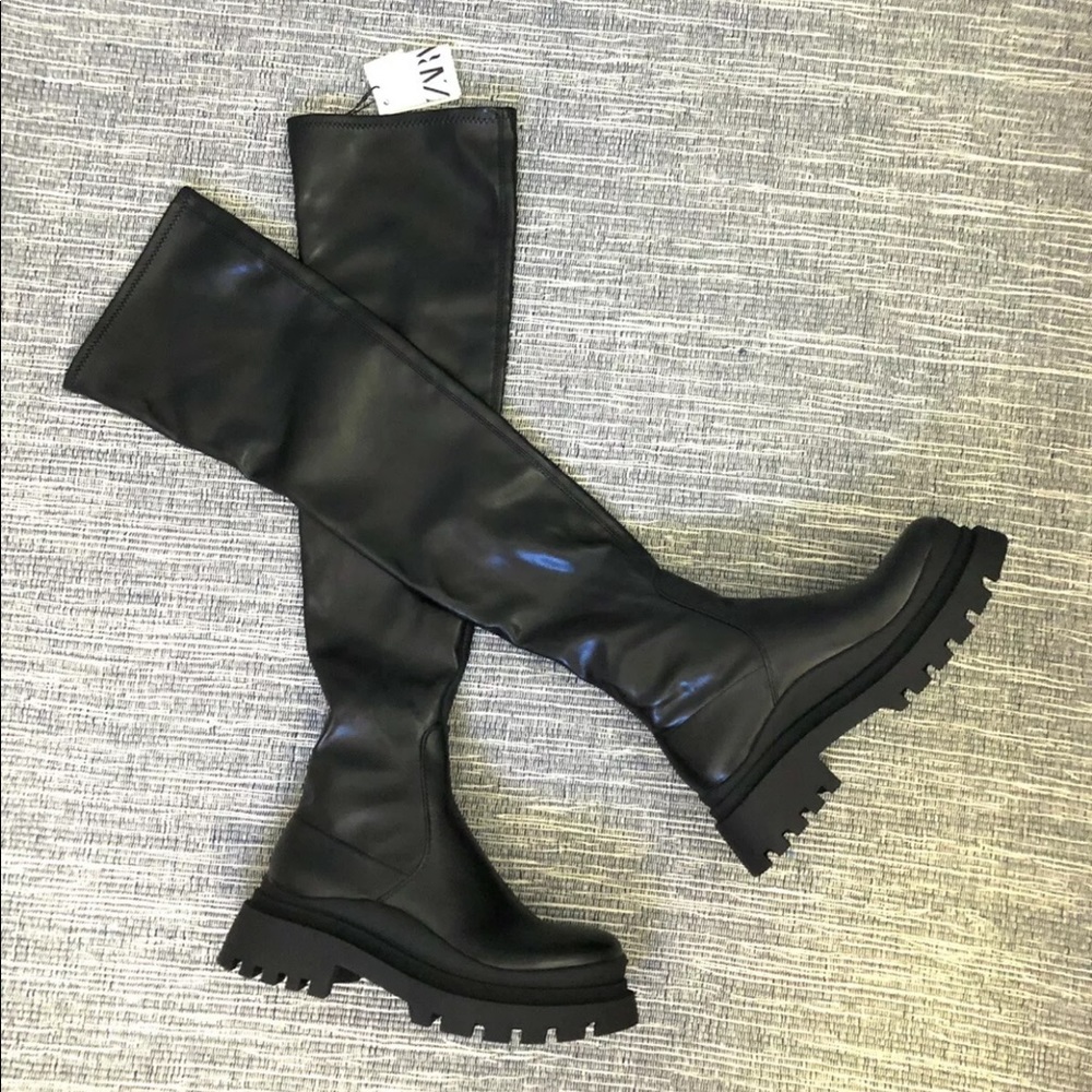 ZARA over the knee track boots